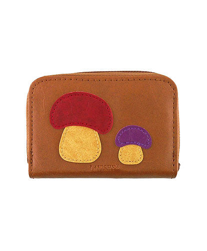 Deer with Cherry Applique Small Vegan Leather Trifold Wallet by Lavishy