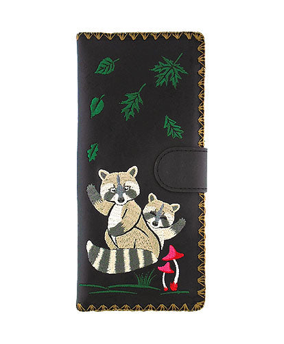 Raccoon Mama &amp; Baby Vegan Large Embroidered Wallet by Lavishy