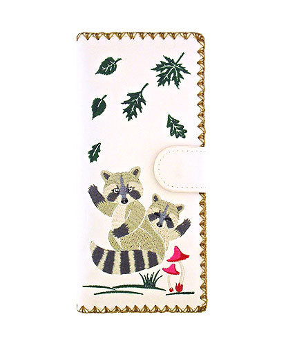 Raccoon Mama &amp; Baby Vegan Large Embroidered Wallet by Lavishy