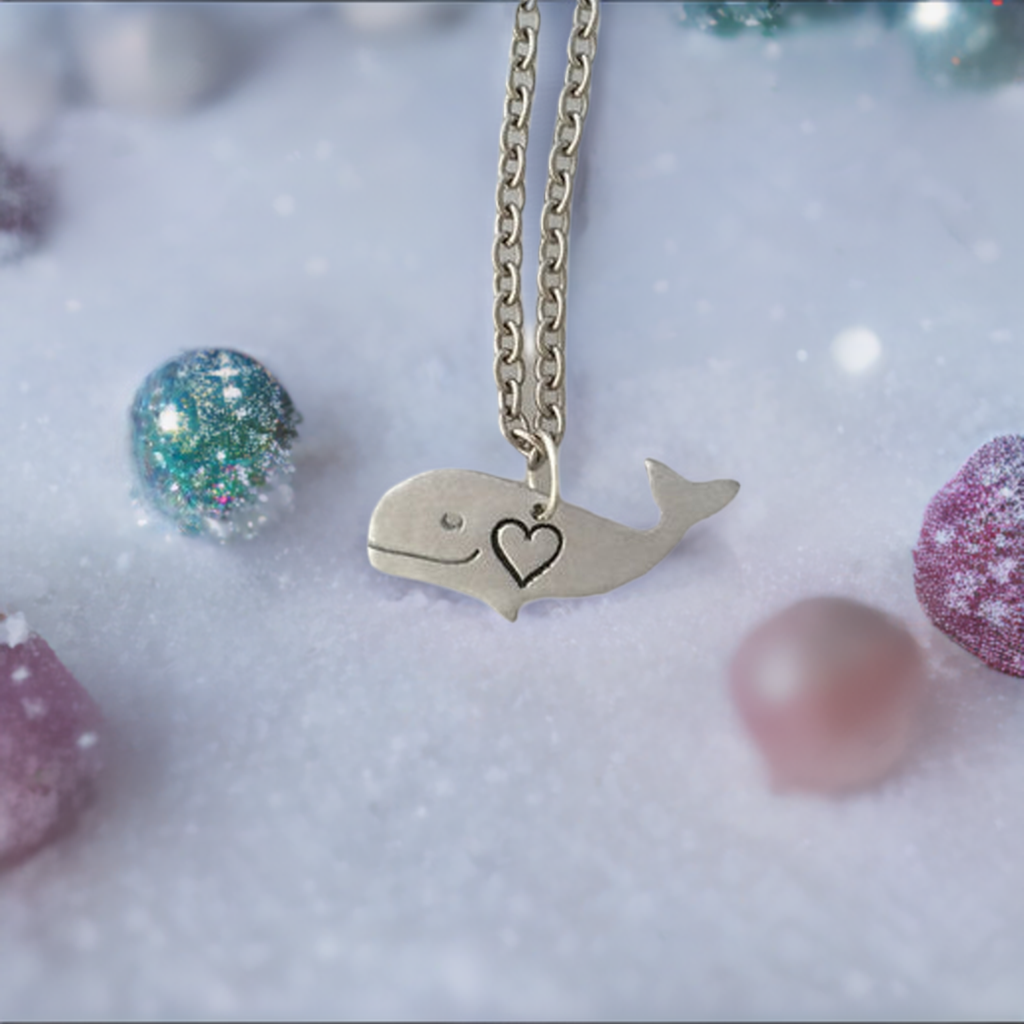 Happy Heart Whale Recycled Aluminum Necklace by Christy Robinson Designs