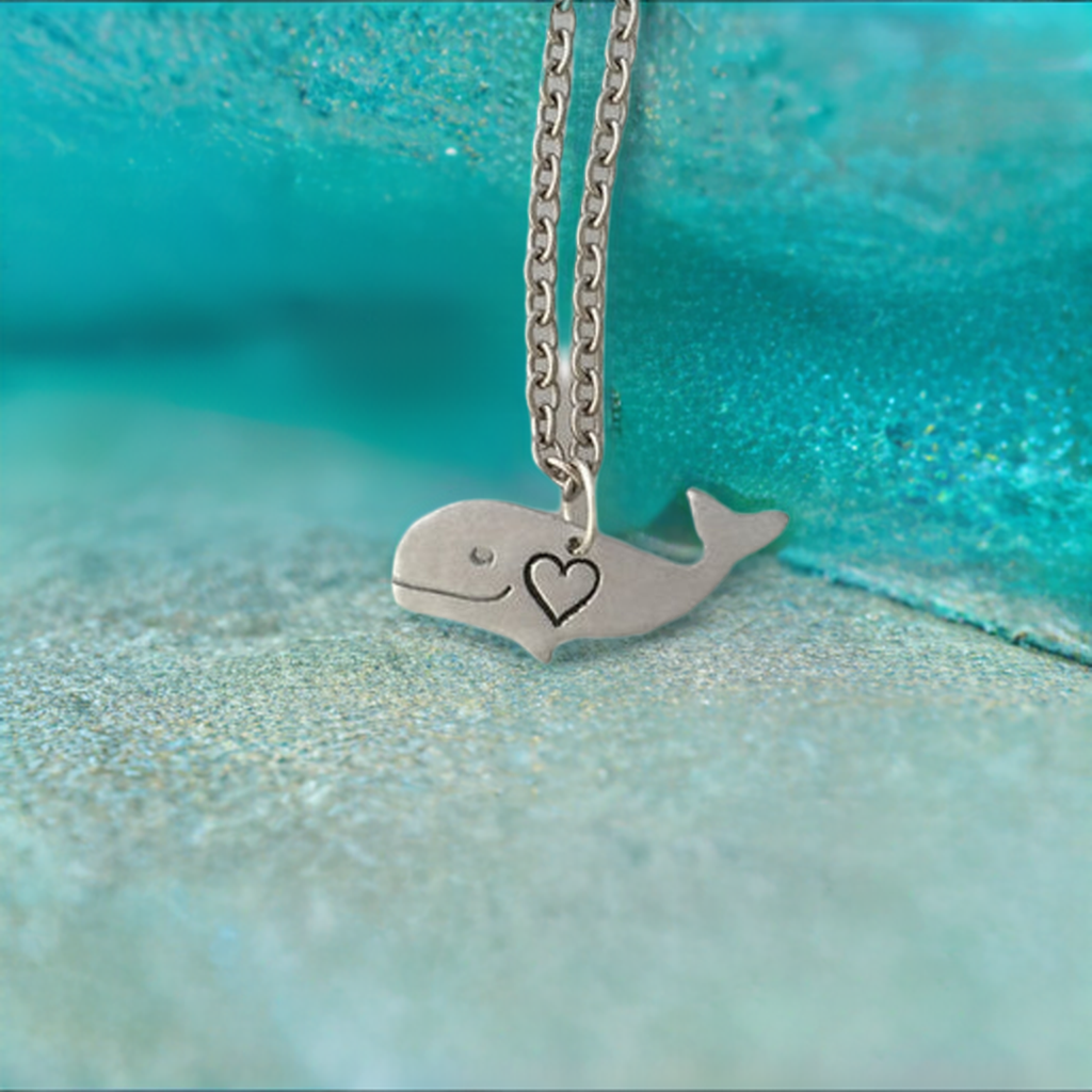 Happy Heart Whale Recycled Aluminum Necklace by Christy Robinson Designs