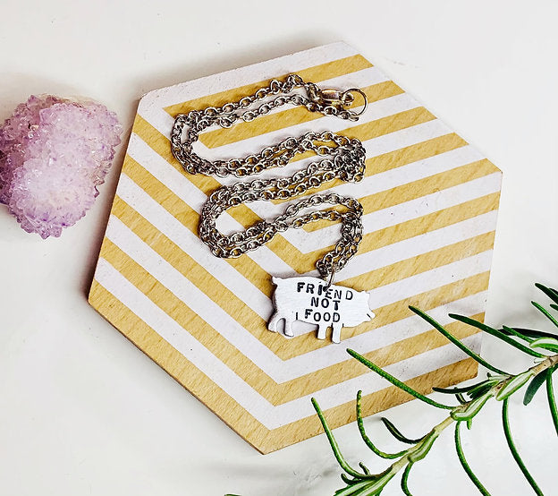 Mini Friend not Food Pig Necklace by Christy Robinson Designs