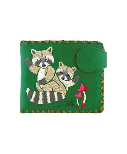 Raccoon Mama &amp; Baby Vegan Embroidered Wallet by Lavishy