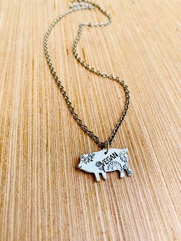 Sunflower Vegan Pig Necklace by Christy Robinson Designs