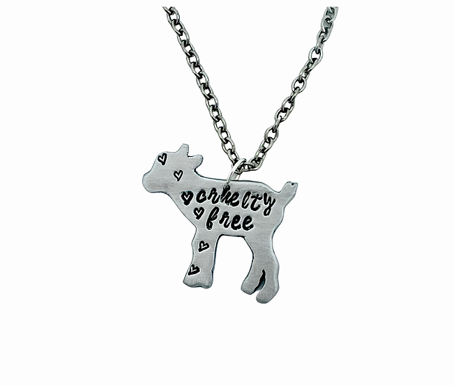 Cruelty Free Baby Goat Recycled Aluminum Necklace by Christy Robinson Designs
