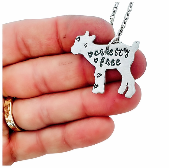 Cruelty Free Baby Goat Recycled Aluminum Necklace by Christy Robinson Designs