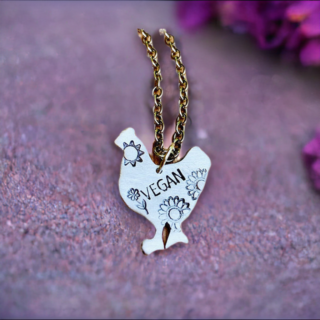 Sunflower Vegan Chicken Necklace by Christy Robinson Designs