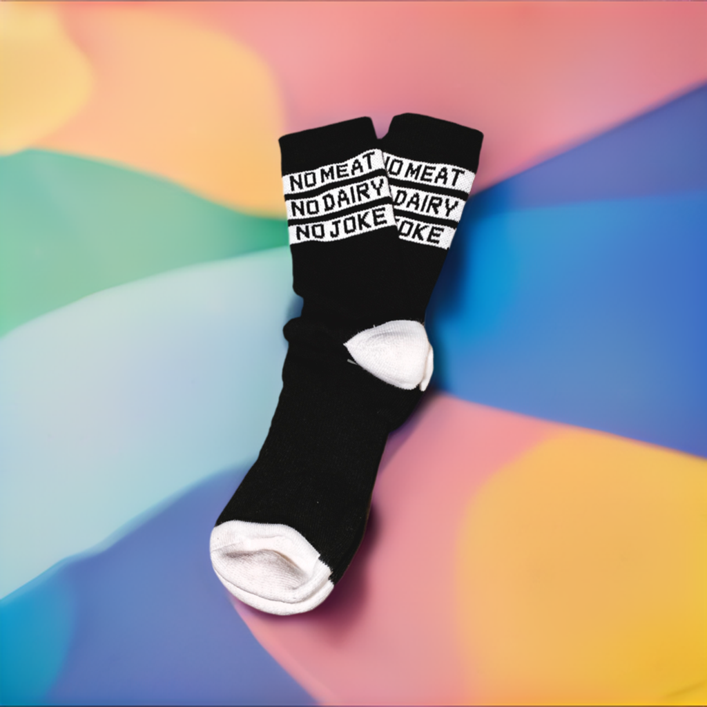 No Meat No Dairy No Joke Socks by Compassionate Closet