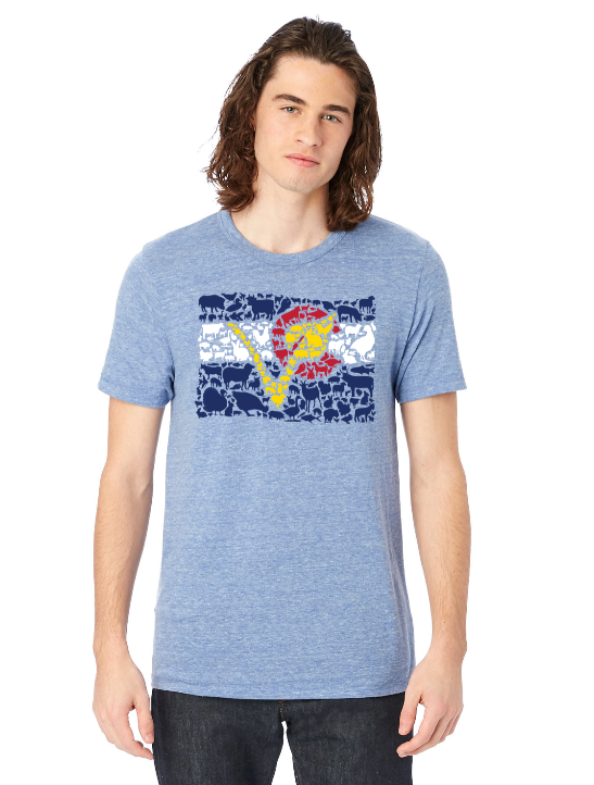 Colorado Vegan Animal Flag Unisex T-Shirt by Compassionate Closet - Compassionate Closet