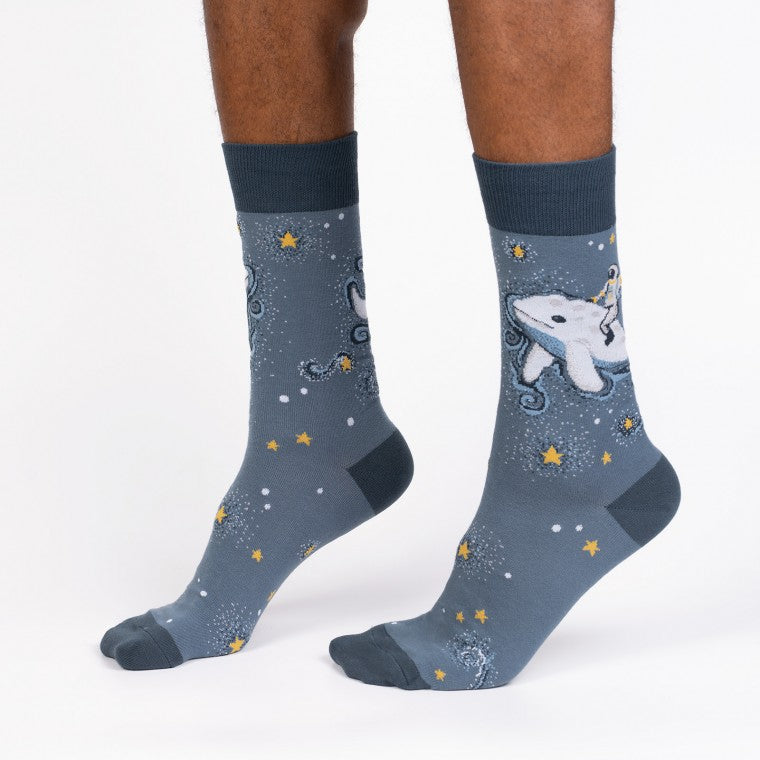 Cosmic Cetacean Crew Socks by Sock it To Me - Compassionate Closet