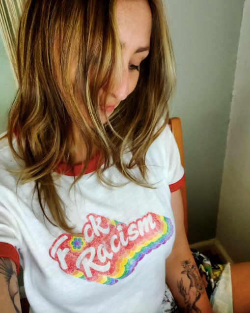 F*ck Racism Unisex Ringer T-Shirt by Compassionate Closet