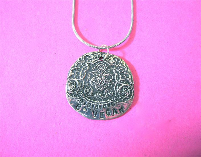 Go Vegan Lace Necklace by Christy Robinson Designs - Compassionate Closet