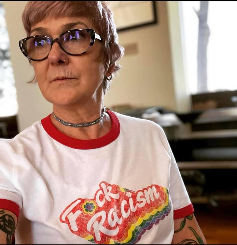 F*ck Racism Unisex Ringer T-Shirt by Compassionate Closet