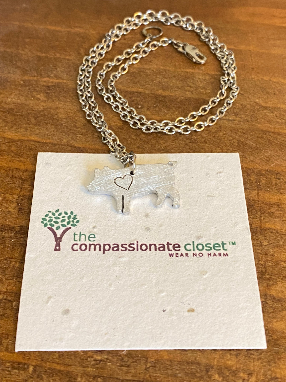 Mini Pig with Heart Necklace by Christy Robinson Designs