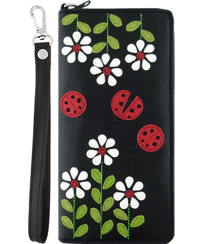 Ladybug &amp; Flower Wristlet Wallet by Lavishy - Compassionate Closet