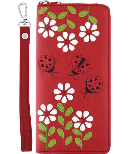 Ladybug &amp; Flower Wristlet Wallet by Lavishy - Compassionate Closet