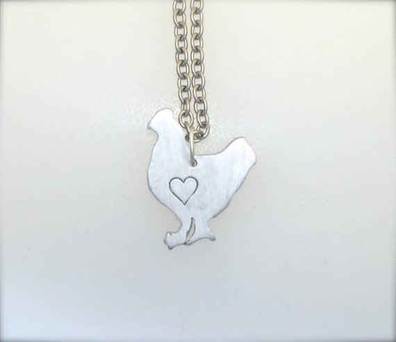 Mini Chicken with Heart Necklace by Christy Robinson Designs - Compassionate Closet