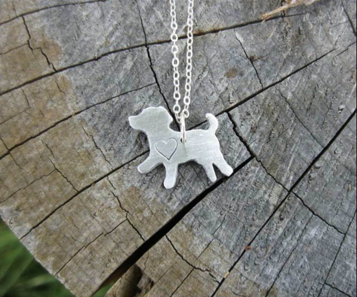 Mini Dog with Heart Recycled Aluminum Necklace by Christy Robinson Designs - Compassionate Closet