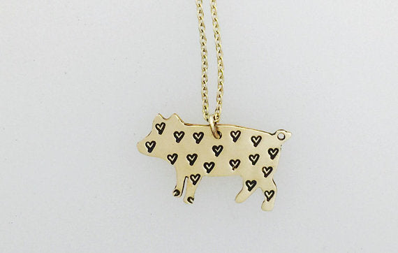 Mini Pig Love Yellow 14Kt Gold-Filled Necklace by Christy Robinson Designs - Compassionate Closet