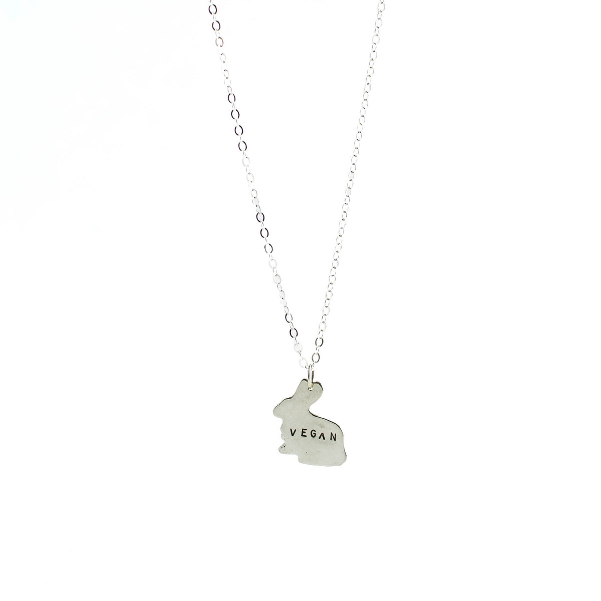 Mini Vegan Bunny Sterling Necklace by Christy Robinson Designs - Compassionate Closet
