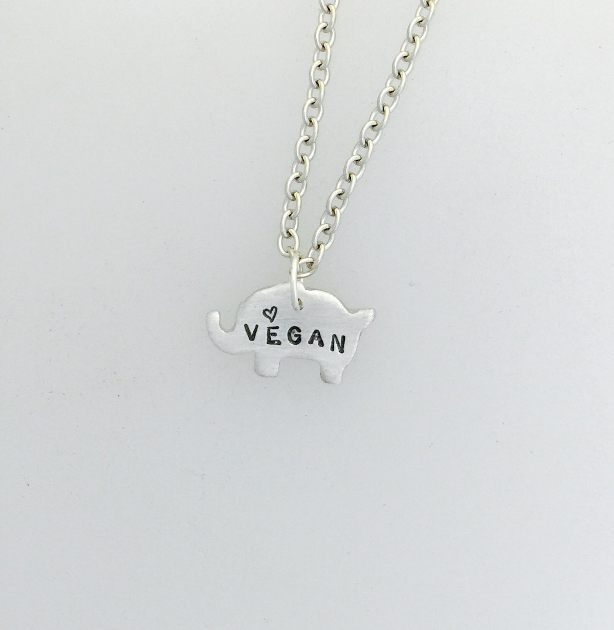 Mini Vegan Elephant w Heart Necklace by Christy Robinson Designs - Compassionate Closet