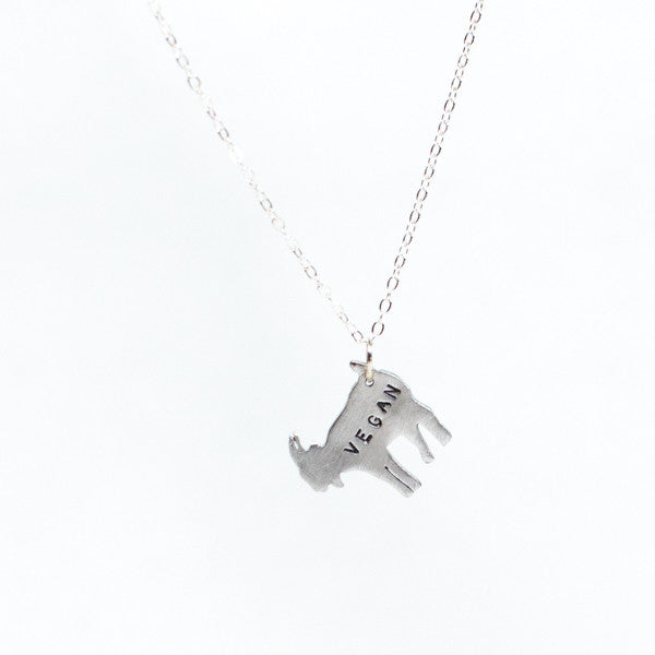Mini Vegan Goat Recycled Aluminum Necklace by Christy Robinson Designs - Compassionate Closet
