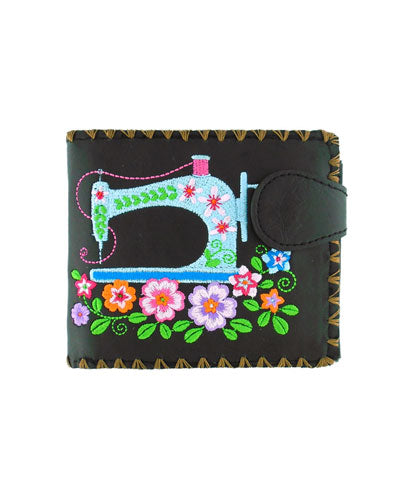 Sewing Machine &amp; Flower Embroidered Wallet by Lavishy - Compassionate Closet