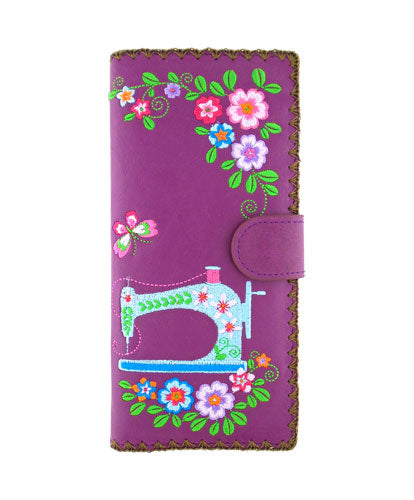 Sewing Machine Embroidered Vegan Leather Wallet by Lavishy - Compassionate Closet