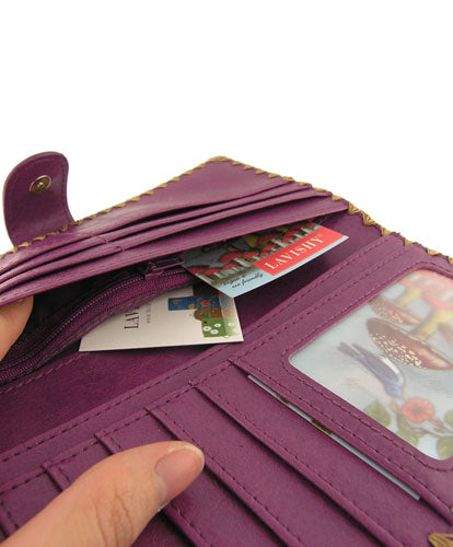 Sewing Machine Embroidered Vegan Leather Wallet by Lavishy - Compassionate Closet