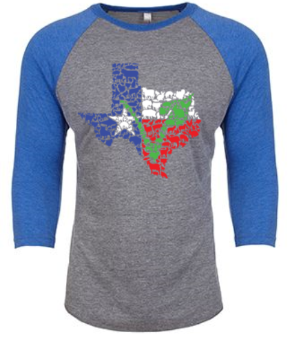 Texas Vegan Animal Flag Unisex Raglan Shirt by Compassionate Closet - Compassionate Closet