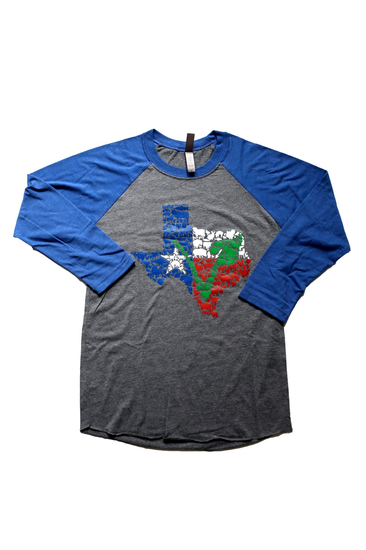 Texas Vegan Animal Flag Unisex Raglan Shirt by Compassionate Closet - Compassionate Closet