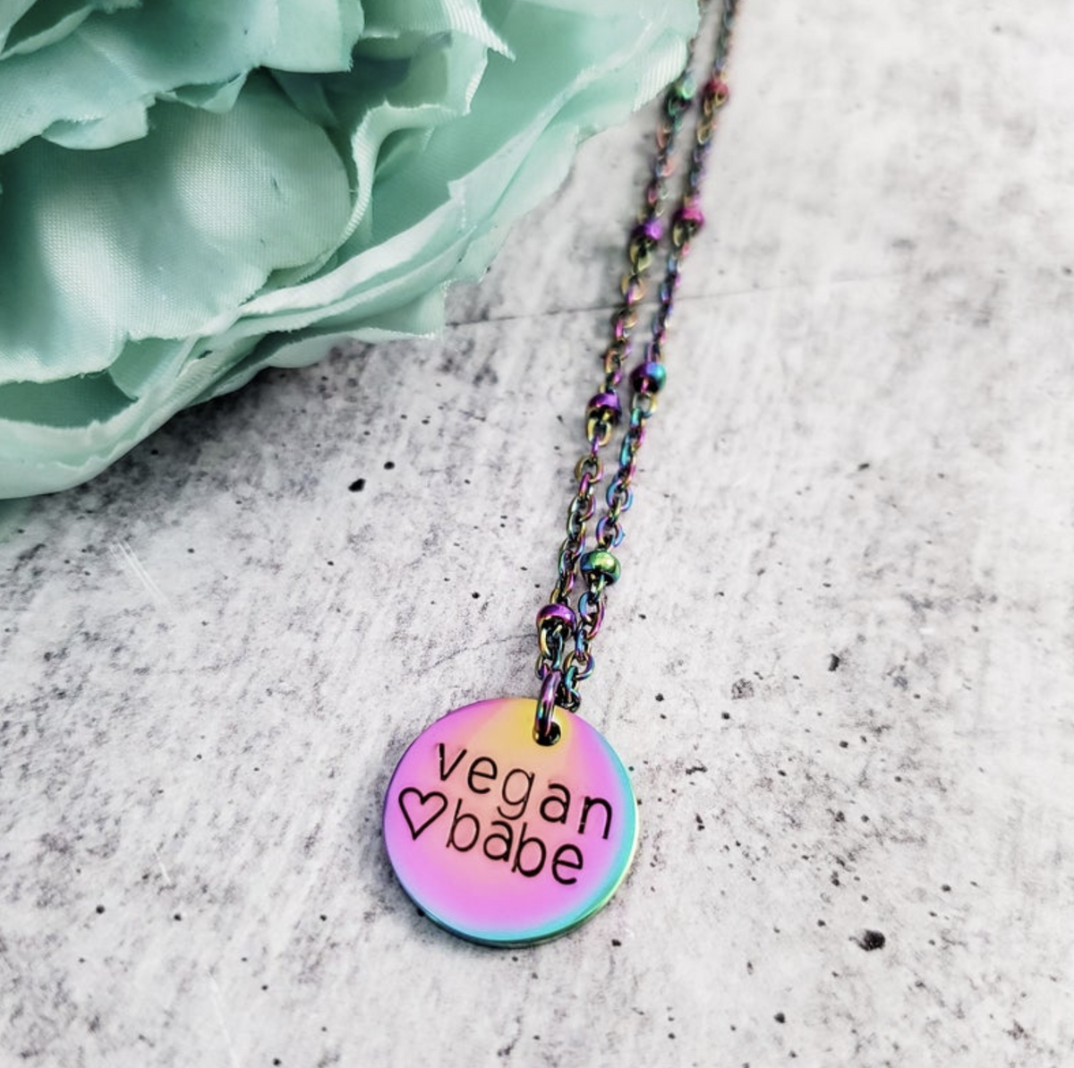 Vegan Babe Rainbow Necklace by Salt and Sparkle