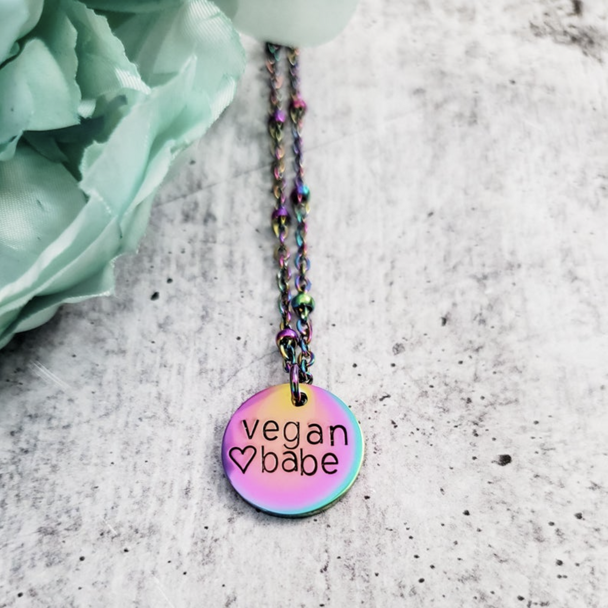 Vegan Babe Rainbow Necklace by Salt and Sparkle