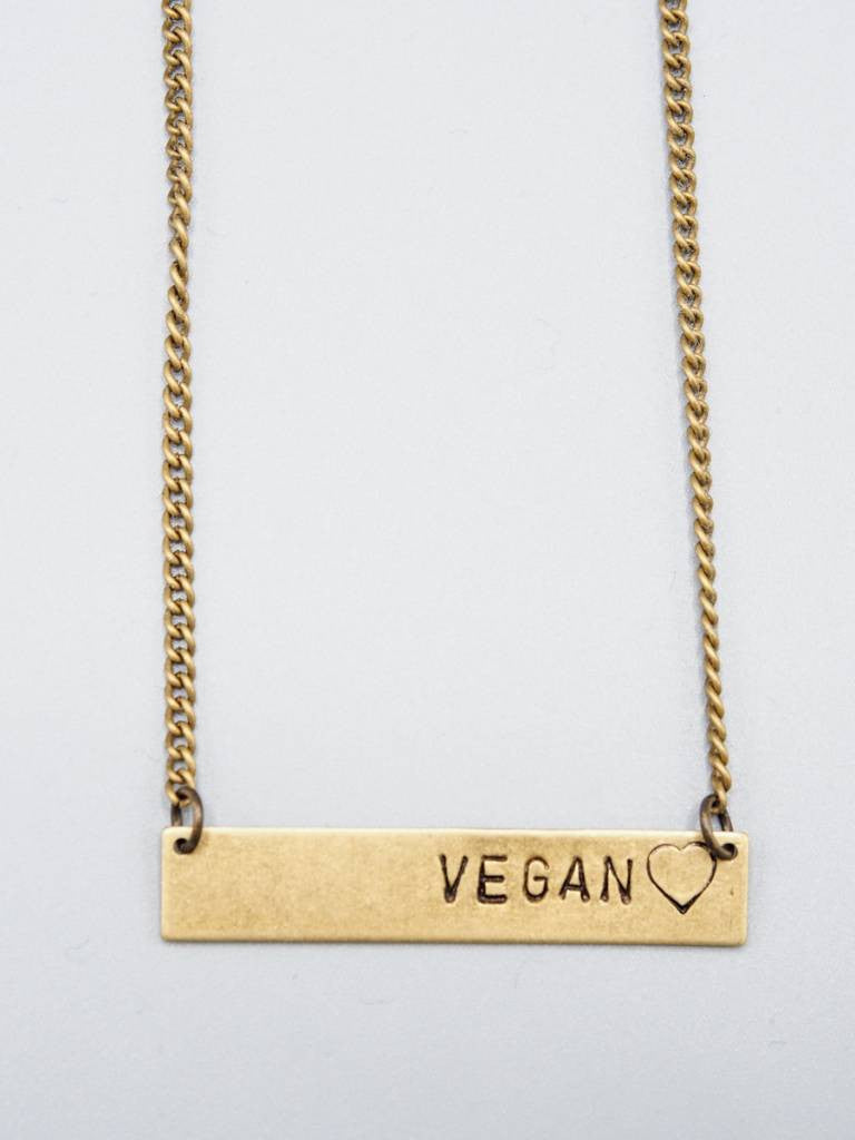 Vegan Bar with Heart Necklace by Mishakaudi - Compassionate Closet