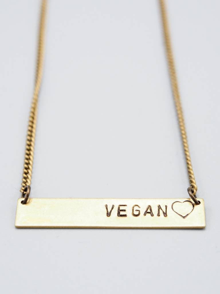 Vegan Bar with Heart Necklace by Mishakaudi - Compassionate Closet