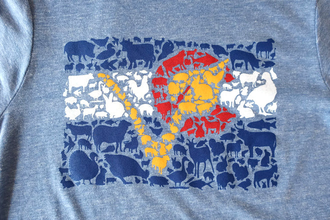 Colorado Vegan Animal Flag Unisex T-Shirt by Compassionate Closet - Compassionate Closet