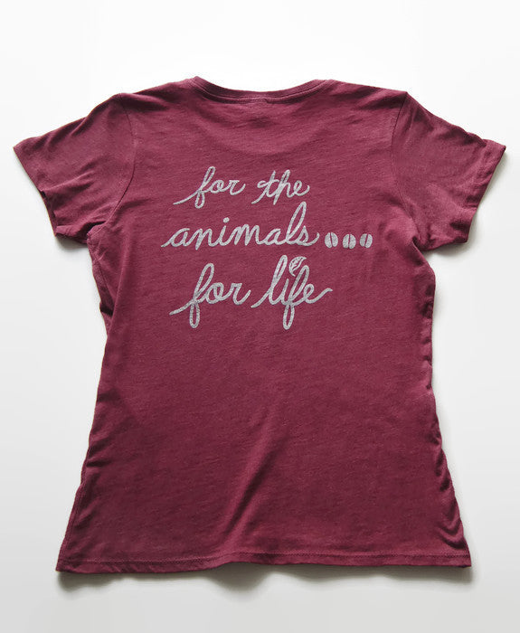 VEGAN FOR LIFE/ANIMALS COW Women&#39;s T-shirt by Compassionate Closet - Compassionate Closet