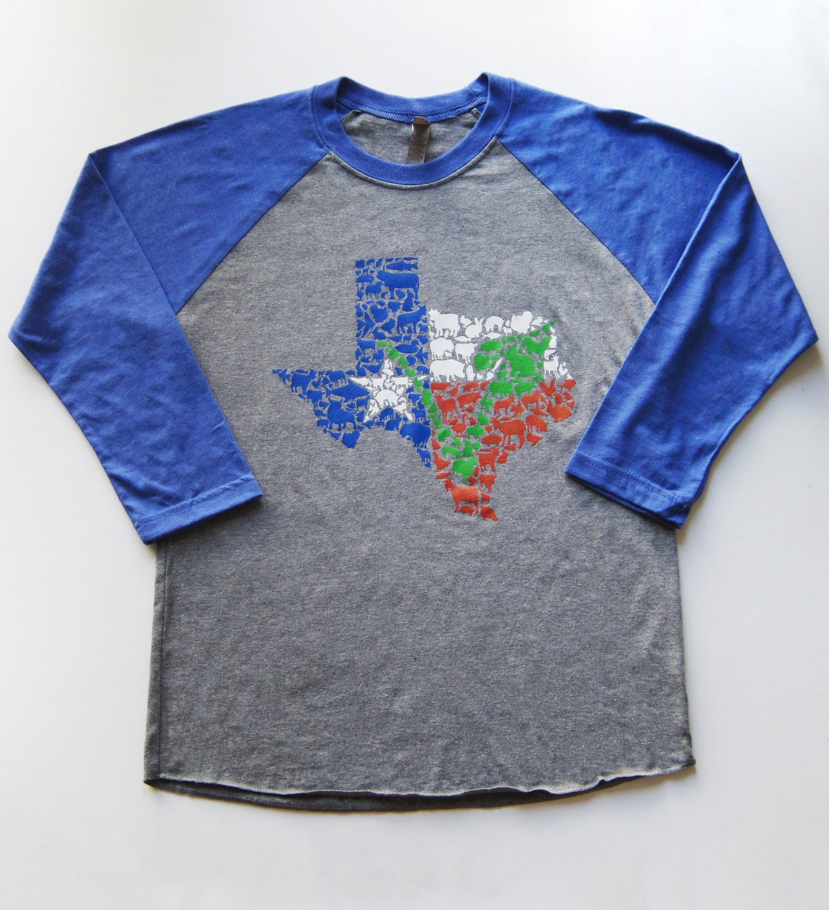 Texas Vegan Animal Flag Unisex Raglan Shirt by Compassionate Closet - Compassionate Closet