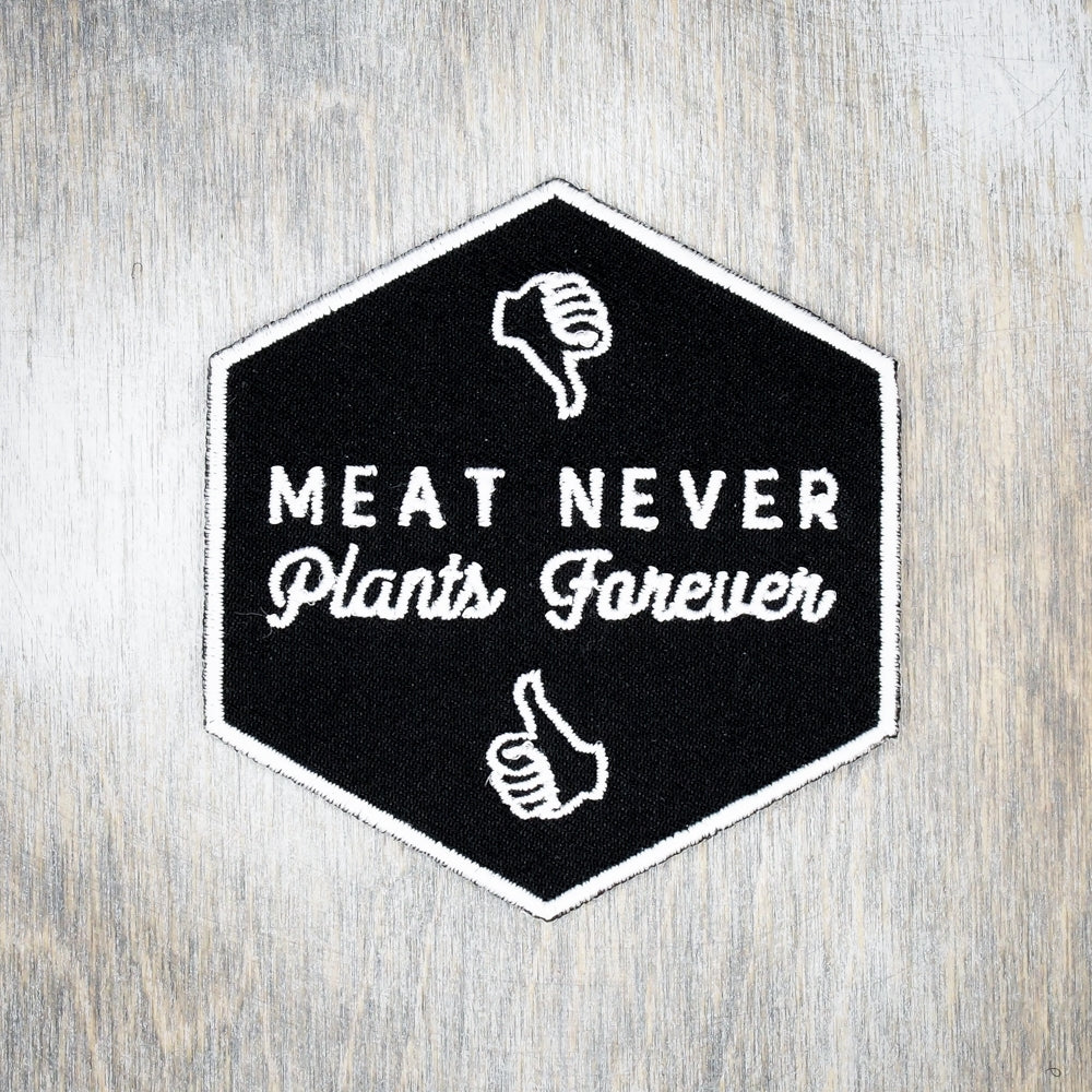 Meat Never, Plants Forever Iron-On Patch by Herbivore Clothing